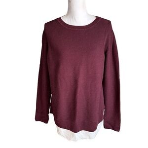 Hilary Radley long sleeve round neck 2fer sweater Top size Large
